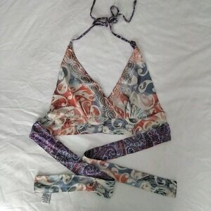 Free Size One‎ Size Reversible Bikini Top Paisley Floral Boho Coachella Hippie